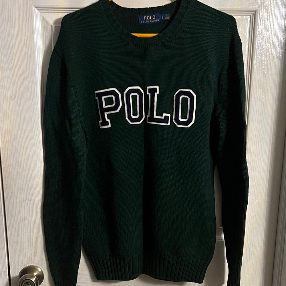Men’s Polo Ralph Lauren Logo Hunter Green Crewneck Sweater- S- EUC